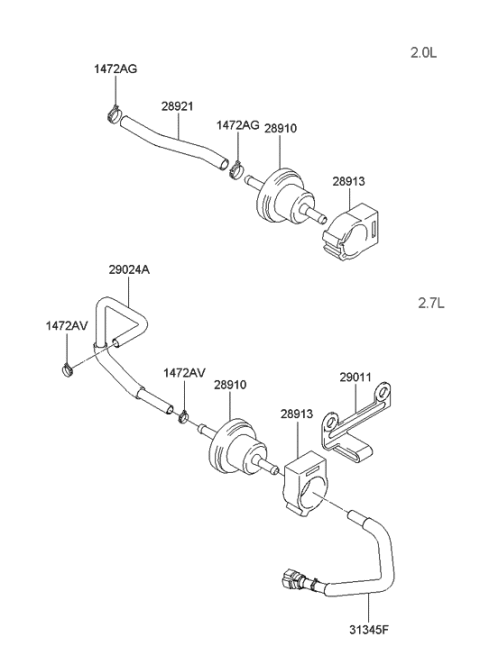 2001 Hyundai Tiburon New Body Style Vaporizer Control System Diagram