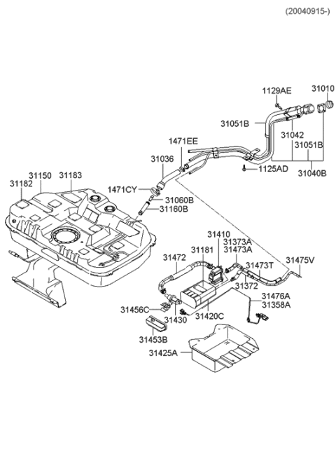 2013 Hyundai Santa Fe Clip-Fuel Tube Diagram for 31358-2D000