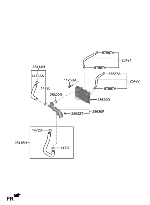 2020 Hyundai Santa Fe Hose Assembly-Radiator,UPR Diagram for 25414-S2500