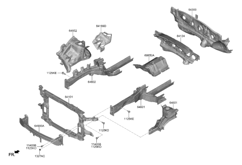 2020 Hyundai Santa Fe Carrier Assembly-Front End Module Diagram for 64101-S2300