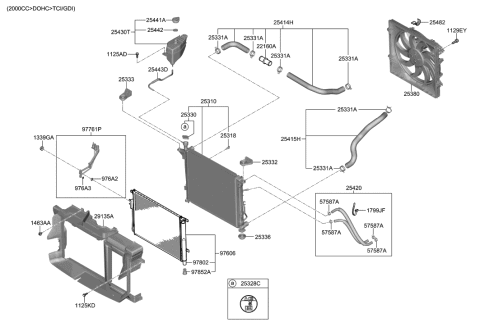 2020 Hyundai Santa Fe Bracket Assembly-Radiator MTG,UPR Diagram for 25333-S1500