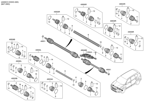 2020 Hyundai Santa Fe Drive Shaft (Front) Diagram 1