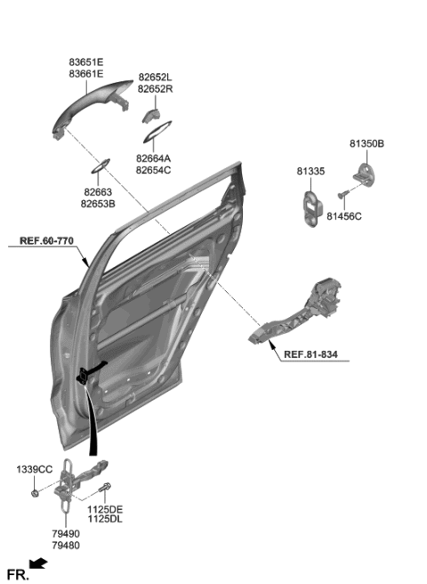 2020 Hyundai Santa Fe Rear Door Outside Handle, Left Diagram for 83650-S1000