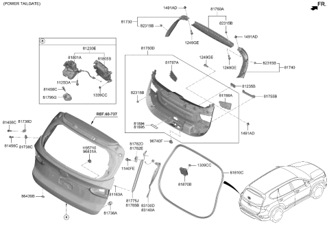 2019 Hyundai Santa Fe W/STRIP Assembly-T/GATE A/PINCH,RH Diagram for 81860-S1100-4X