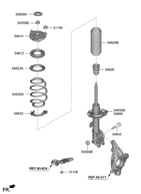 2018 Hyundai Sonata Front Spring Pad,Lower Diagram for 54633-S2000