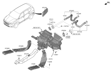 2020 Hyundai Santa Fe Grille Assembly-Air Extractor Diagram for 97510-S1000