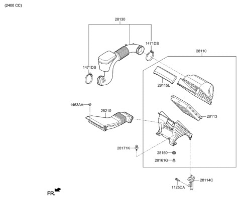 2019 Hyundai Santa Fe Air Cleaner Diagram 2