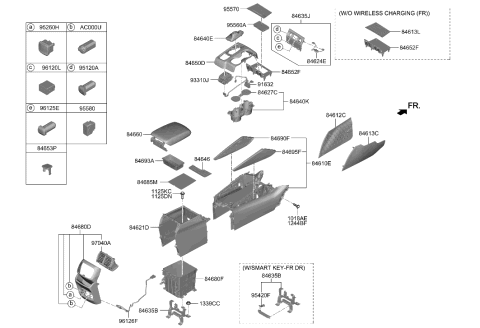 2018 Hyundai Sonata Console Assembly-Floor Diagram for 84601-S2000-UUE