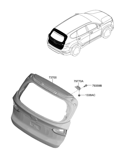 2019 Hyundai Santa Fe Panel Assembly-Tail Gate Diagram for 72800-S2100