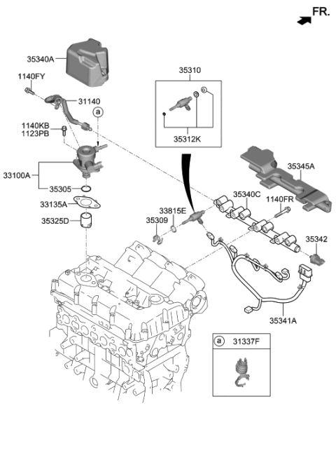 2019 Hyundai Santa Fe Throttle Body & Injector Diagram 1