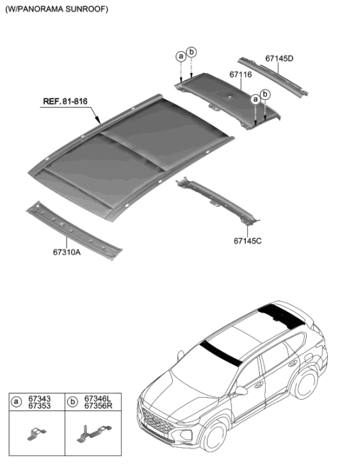 2019 Hyundai Santa Fe Roof Panel Diagram 2