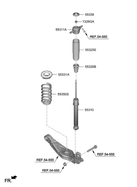 2020 Hyundai Santa Fe Rear Shock Absorber Assembly Diagram for 55307-S2300