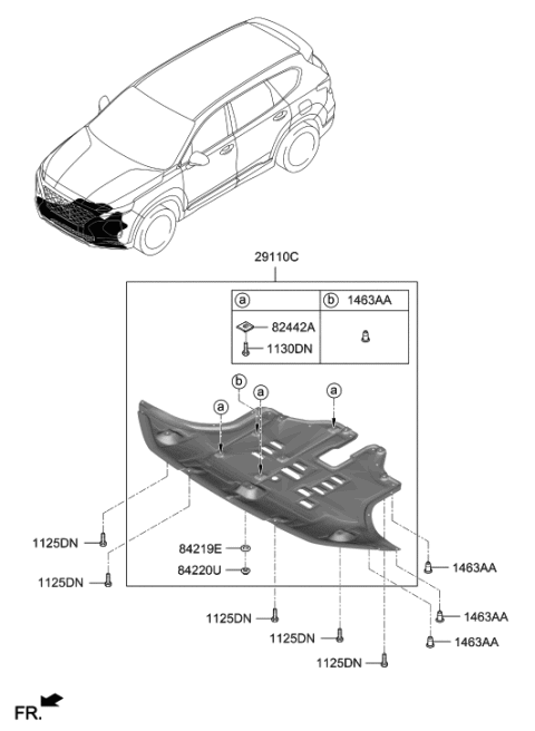 2019 Hyundai Santa Fe COUPLER-Under Cover MTG Clip Diagram for 84220-S1000