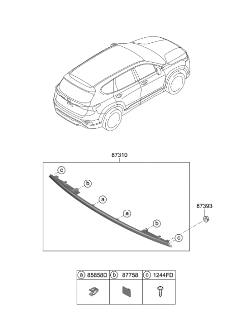 2019 Hyundai Santa Fe Back Panel Moulding Diagram