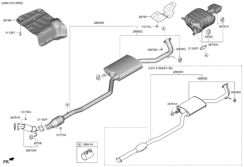 2020 Hyundai Santa Fe Muffler & Exhaust Pipe Diagram 5