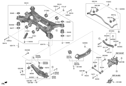 2020 Hyundai Santa Fe CROSSMEMBER-RR Diagram for 55405-S1250