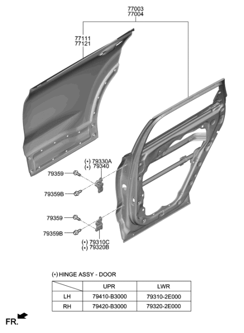 2020 Hyundai Santa Fe Panel Assembly-Rear Door,RH Diagram for 77004-S2010