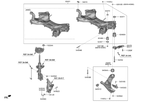 2021 Hyundai Ioniq CROSSMEMBER COMPL Diagram for 62405-S1250