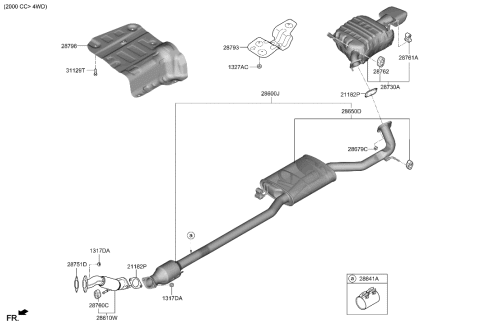 2020 Hyundai Santa Fe Muffler & Exhaust Pipe Diagram 4