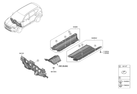 2019 Hyundai Santa Fe Under Cover Assembly,LH Diagram for 84217-S2000