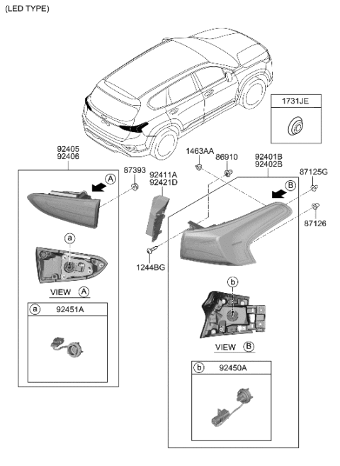 2020 Hyundai Santa Fe Rear Combination Lamp Diagram 2