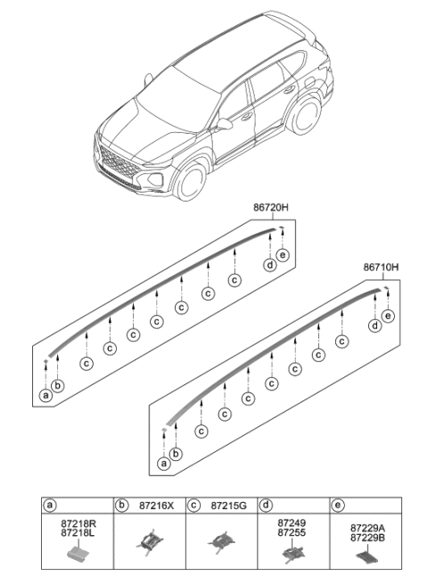 2020 Hyundai Santa Fe Roof Garnish & Rear Spoiler Diagram 1