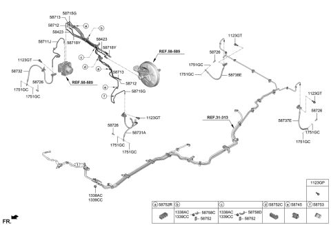 2020 Hyundai Santa Fe Clip-Brake Fluid Line Diagram for 58752-S1200
