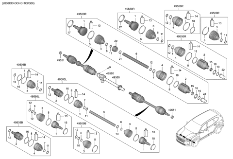 2019 Hyundai Santa Fe Drive Shaft (Front) Diagram 3