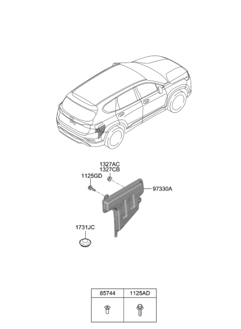 2020 Hyundai Santa Fe A/C System-Rear Diagram