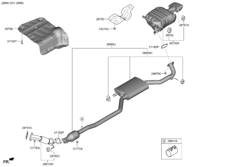 2020 Hyundai Santa Fe Muffler & Exhaust Pipe Diagram 1