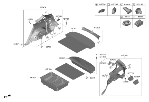2020 Hyundai Santa Fe Trim Assembly-Luggage Side RH Diagram for 85740-S2000-SST
