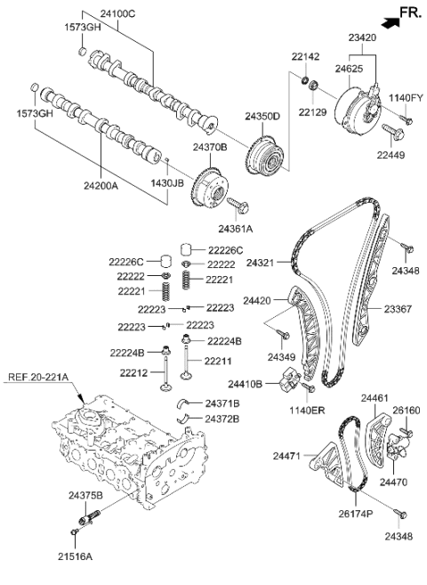 2020 Hyundai Santa Fe Camshaft & Valve Diagram 2