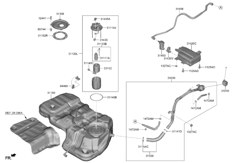 2019 Hyundai Santa Fe Filler Neck Assembly-Fuel Diagram for 31030-S2500
