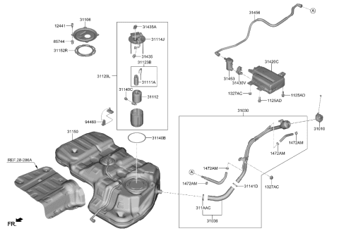 2018 Hyundai Sonata Tank Assembly-Fuel Diagram for 31150-S2700