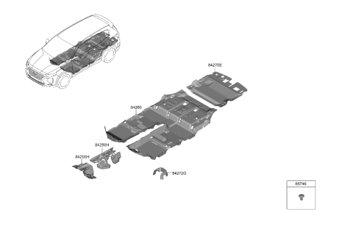 2019 Hyundai Santa Fe Carpet Assembly-Floor,RR Diagram for 84265-S2000-SST