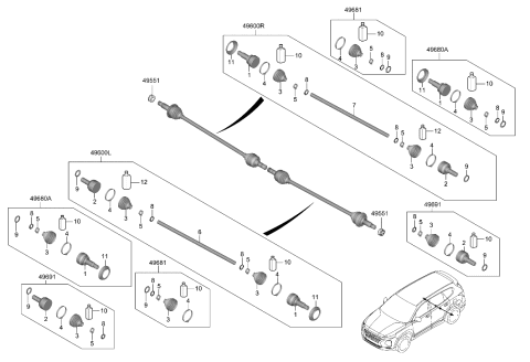 2021 Hyundai Ioniq Shaft Assembly-Drive RR,RH Diagram for 49601-S1000