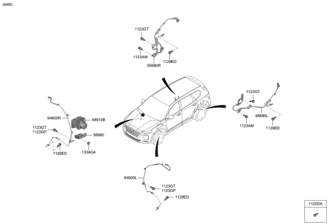 2020 Hyundai Santa Fe Sensor Assembly-Abs Rear Wheel ,RH Diagram for 58960-S1100