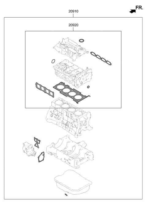 2020 Hyundai Santa Fe Engine Gasket Kit Diagram 2