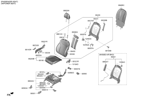 2019 Hyundai Santa Fe Front Cushion Covering, Right Diagram for 88260-S2030-PTS