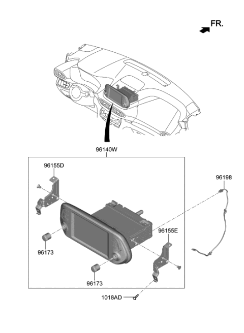 2020 Hyundai Santa Fe Bracket-Set MTG,RH Diagram for 96176-S1500