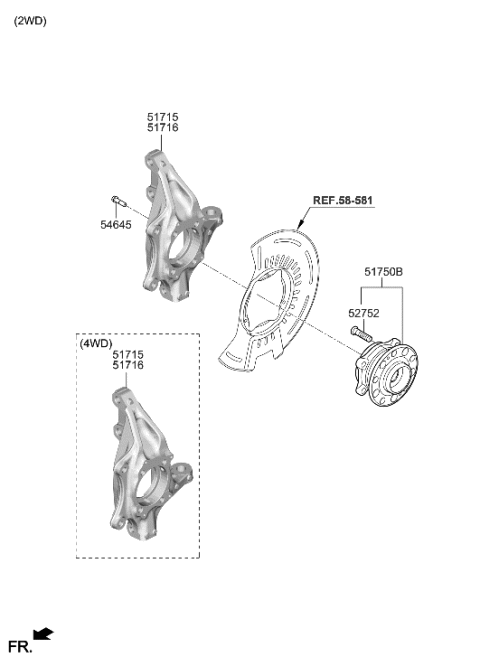 2020 Hyundai Santa Fe Knuckle-Front Axle,LH Diagram for 51710-S1000