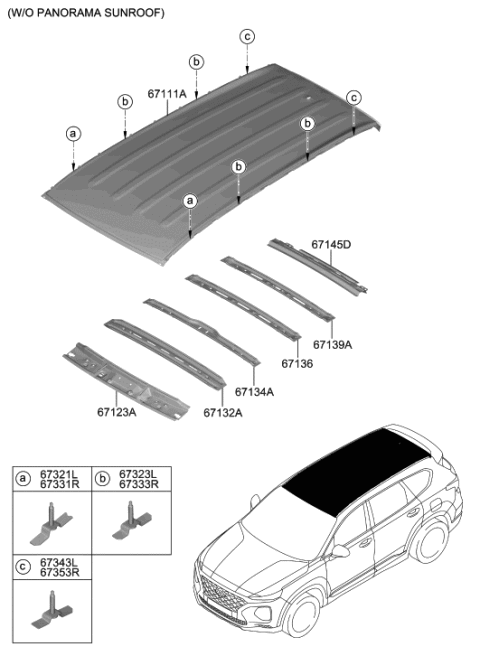 2019 Hyundai Santa Fe Roof Panel Diagram 1