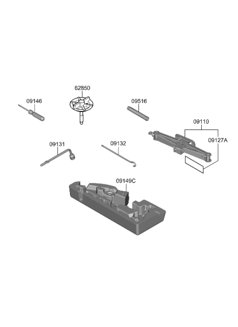 2018 Hyundai Sonata Jack Assembly Diagram for 09110-2W000