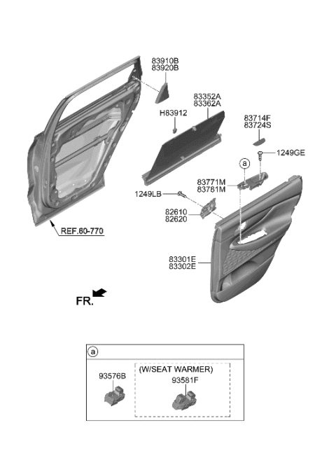 2020 Hyundai Santa Fe Panel Assembly-Rear Door Trim,LH Diagram for 83307-S2460-NNB