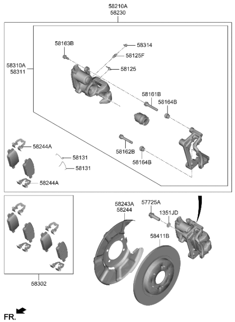 2019 Hyundai Santa Fe CALIPER Kit-RR Brake,RH Diagram for 58311-S1A30