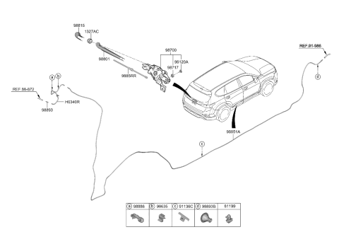 2019 Hyundai Santa Fe Rear Wiper & Washer Diagram