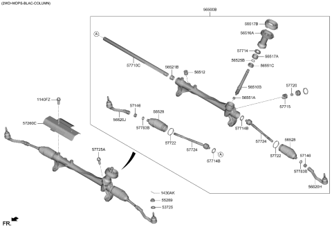 2020 Hyundai Santa Fe Power Steering Gear Box Diagram 1