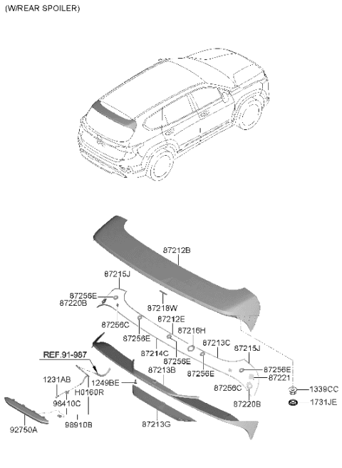 2020 Hyundai Santa Fe Roof Garnish & Rear Spoiler Diagram 4