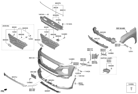 2019 Hyundai Santa Fe Front Bumper Diagram