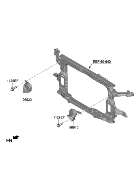 2019 Hyundai Santa Fe Horn Assembly-High Pitch Diagram for 96621-S1000